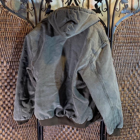 Carhartt Vintage Dark Brown Distressed Coat with Hood Size L - Picture 5 of 8